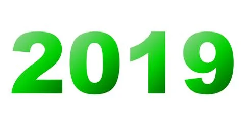 Year 2019 - green gradient, isolated numbers - vector Stock Illustration