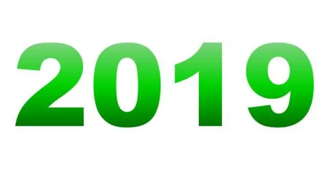 Year 2019 - green gradient, isolated numbers - vector Illustrazione stock