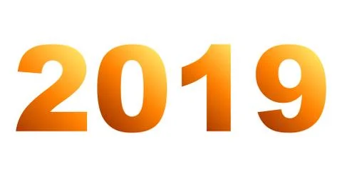 Year 2019 - orange gradient, isolated numbers - vector Stock Illustration