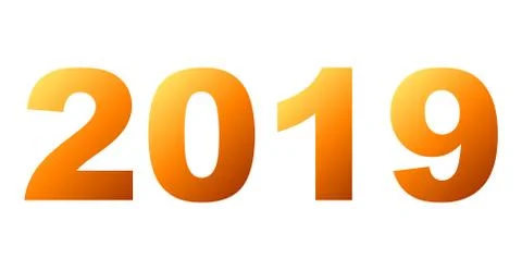Year 2019 - orange gradient, isolated numbers - vector Stock Illustration