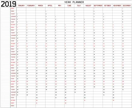 Year 2019 Planner Stock Illustration