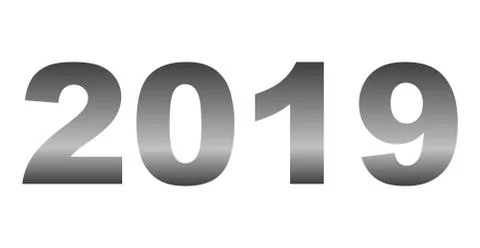 Year 2019 - red gradient reflection, isolated numbers - vector Stock Illustration