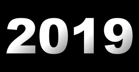 Year 2019 - white gradient, isolated numbers - vector Stock Illustration