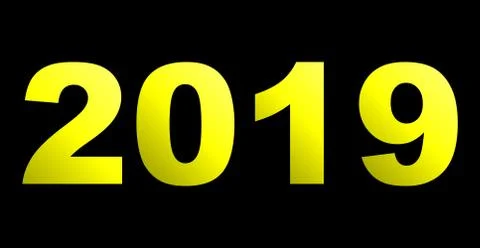 Year 2019 - yellow gradient, isolated numbers - vector Stock Illustration