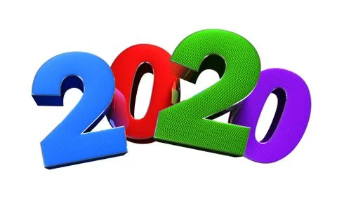 Year 2020 3D.with clipping path. 스톡 일러스트