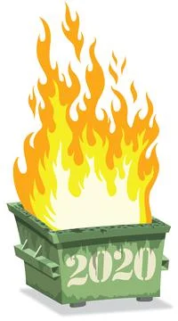 Year 2020 Dumpster fire Stock Illustration