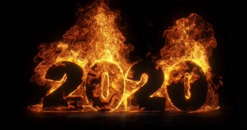 Year 2020 on fire. flames and ember exploding out of the numbers 2020. 動画素材 140061024