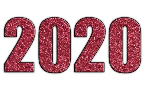 Year 2020 made with sparkling red glitter Stock Illustration