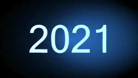 Year 2021 appears and disappears on dark background Stock Footage 163370347