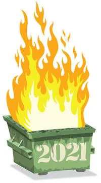 Year 2021 Dumpster fire Stock Illustration