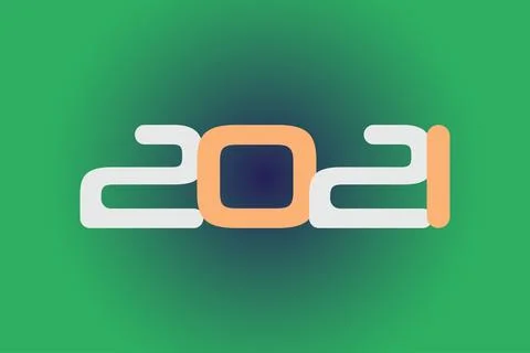Year 2021 numeric typography text  on gradient color background Stock Illustration
