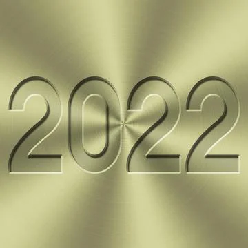 Year 2022 on steel gold background Stock Illustration