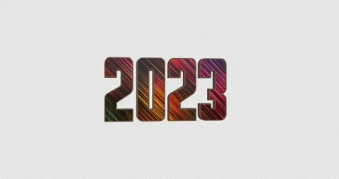 Year 2023 3D Multicolor Animation w Alpha Video stock 228882926