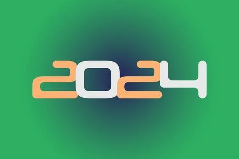 Year 2024 numeric typography text on gradient color background Stock Illustration