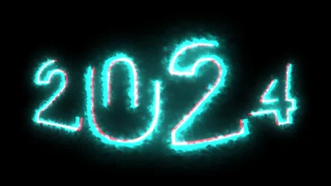 Year 2024 in oval style on black background Video stock 247368759