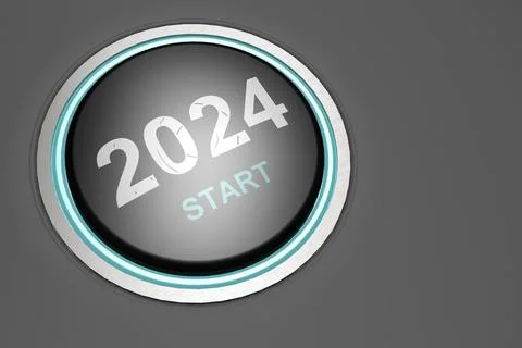 Year 2024 start black button Stock Illustration