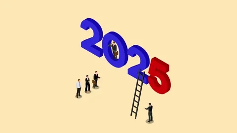 Year 2025 plan and future vision. Economic forecast, challenge ahead 3d ani.. Stock Footage 302533767