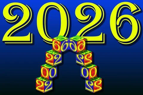 Year 2026 on Kubrick's cube. Stock Illustration