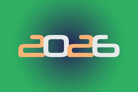 Year 2026 numeric typography text on gradient color background Stock Illustration