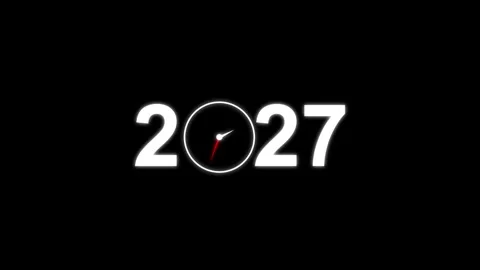 Year 2027 animation with speedometer dial. Year 2027 future time and perfor.. Stock Footage 337022598