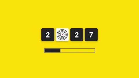 Year 2027 Concept with Target Goal Icon and Loading Progress Bar Animation Stock Footage 342300468