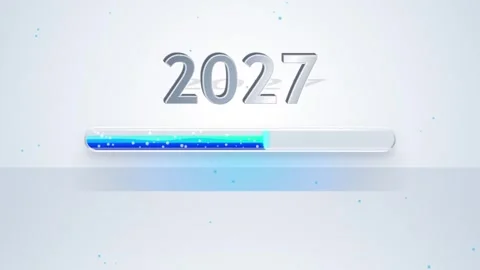 Year 2027 concept visualized through digital progress bar loading animation.. Stock Footage 340560481
