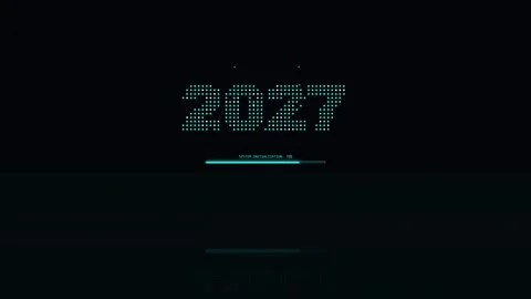 Year 2027 digital futuristic countdown and system initialization process mo.. Stock Footage 341818843