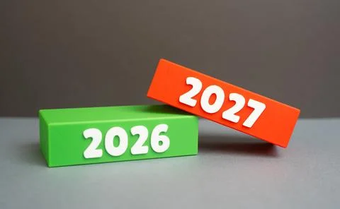 The year 2027 replaces the previous one. Reviewing the past year and making.. Stock Photos