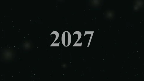 Year 2027 shimmering gold text appearing on dark starry night background fo.. Stock Footage 341818841