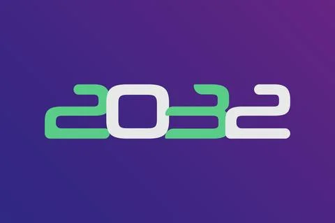 Year 2032 numeric typography text on gradient color background Stock Illustration