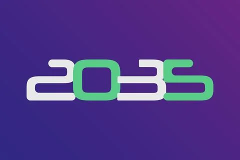 Year 2035 numeric typography text on gradient color background Stock Illustration