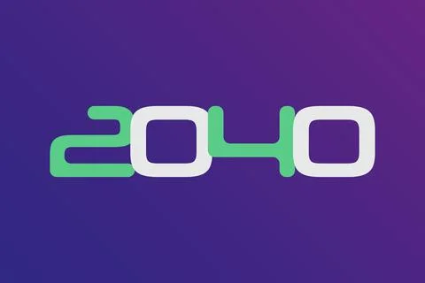 Year 2040 numeric typography text on gradient color background Stock Illustration