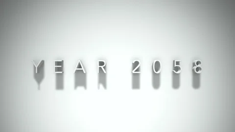Year 2058 3D title animation with shadows on a white background Stock Footage 296050457