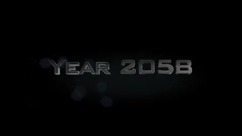 Year 2058 title metal text on black alpha channel background Stock Footage 295905018