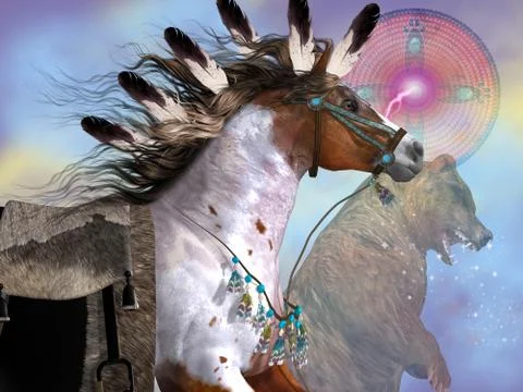 Year of the bear horse Stock Illustration