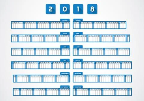 Year calendar 2018 Stock Illustration