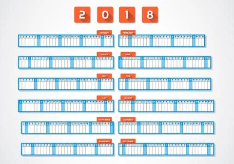 Year calendar 2018 Stock Illustration