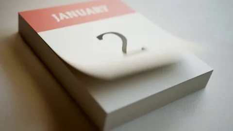 Year calendar with fast flipping pages Stock Footage