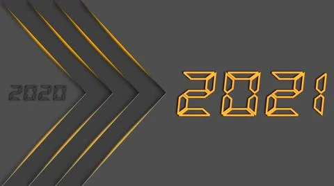 Year change 2021 on abstract background - graphic arrows with orange lines Stock Illustration