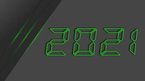 Year change 2021 on abstract background - graphic tapes with green lines Stock Illustration