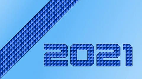 Year change 2021 on abstract background with geometric blue square elements Ilustração Stock