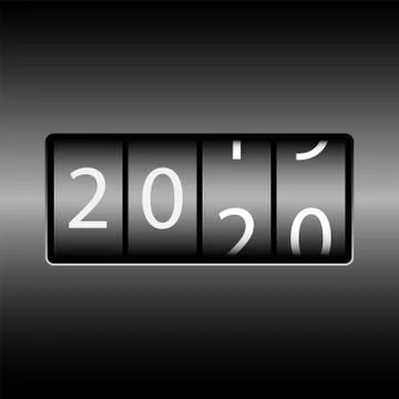 Year change on the odometer. The new year 2020 is coming. White numbers, blac Illustrazione stock