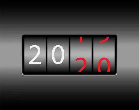 Year change on the odometer. The new year 2020 is coming. White and red numbe Stock Illustration