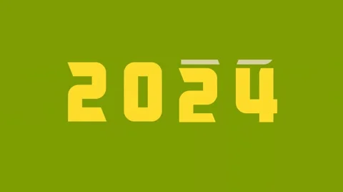 Year changing from 2023 to 2024. Loading 2023 to 2024 progress bar green sc.. Stock Footage 258025124