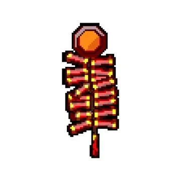 Year chinese firecracker pixel art vector illustration Stock Illustration