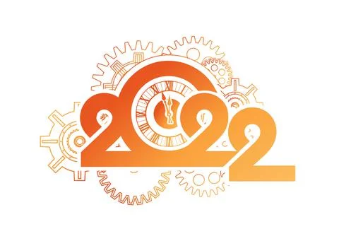 Year digits 2022 mechanical logo vector Illustrazione stock