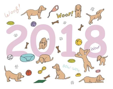Year of the Dog 2018. Vector template New Year s design Stock Illustration