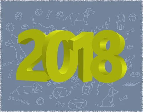 Year of the Dog 2018. Vector template New Year s design Stock Illustration