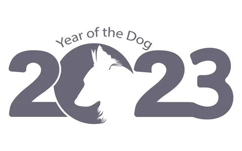 Year of the Dog 2023. Vector template New Year's design on the Chinese calendar. Stock Illustration