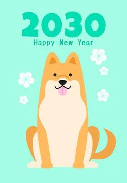 Year of the Dog greeting card in cartoon style Stock Illustration